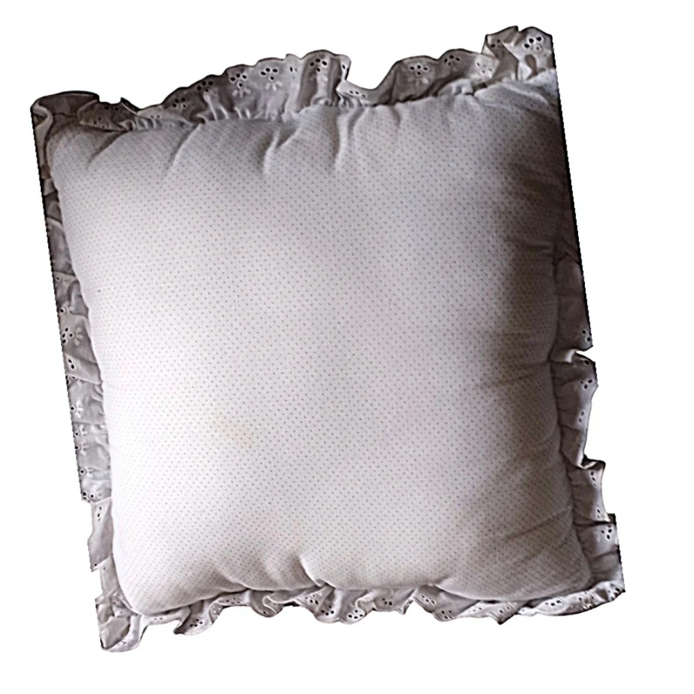 Nursery Pillow Cushion with Fluffy Sheep and Bright Sun appliques  Eyelet trim